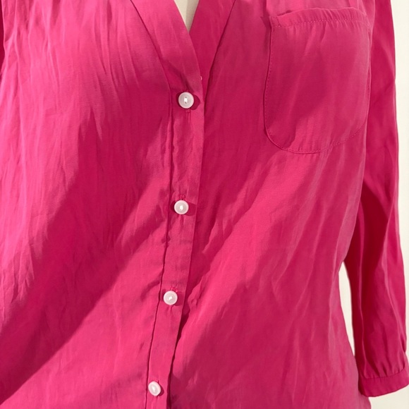 LL Bean Womens Pink Button Down Shirt Sz M Modal Blend Soft Career Easter Spring - Picture 4 of 11